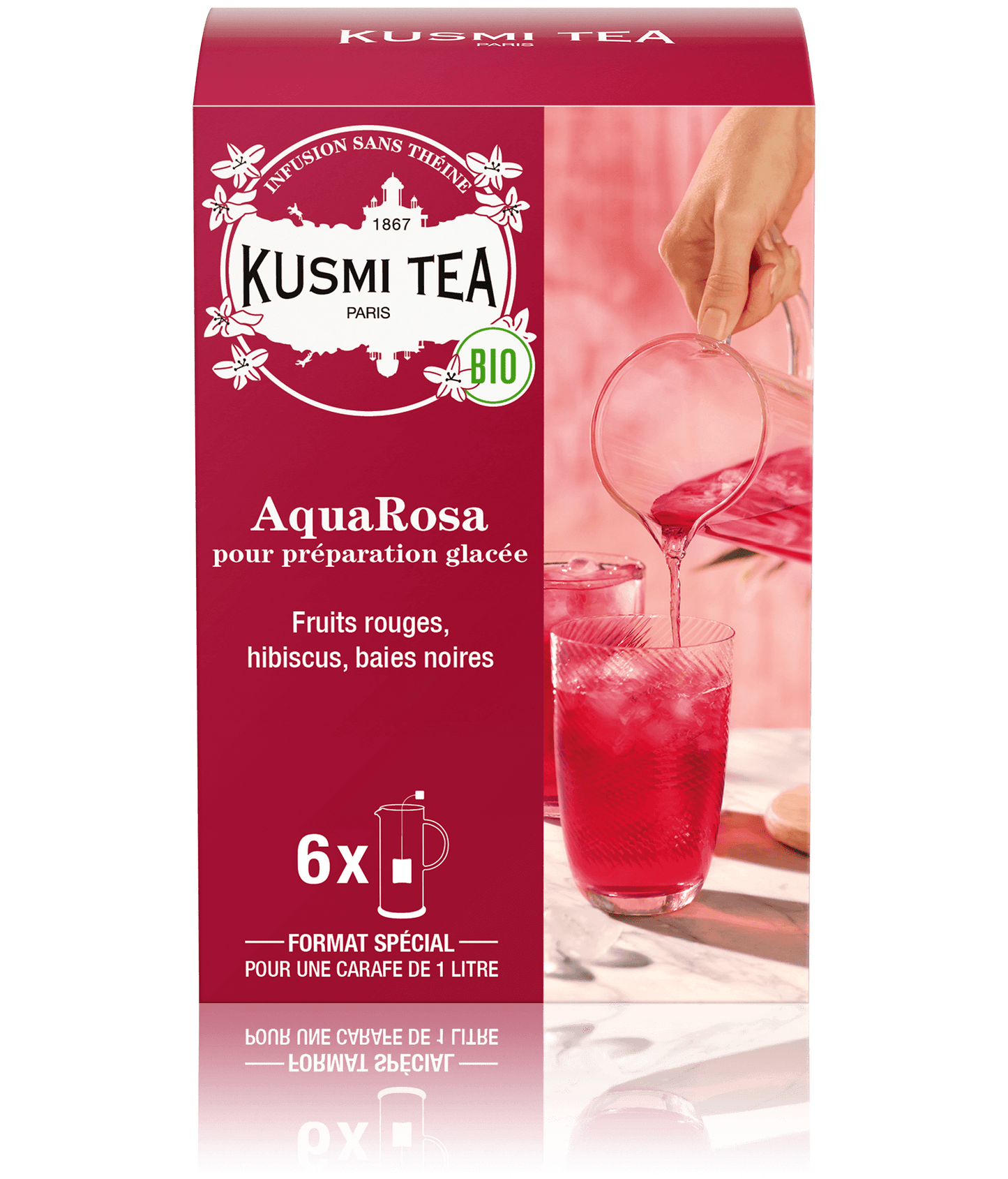 Aquarosa tisane bio hibiscus, fruits rouges- grand format x6
