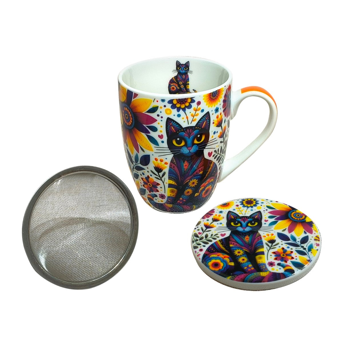 Mug tisanière chat roux - Bleu