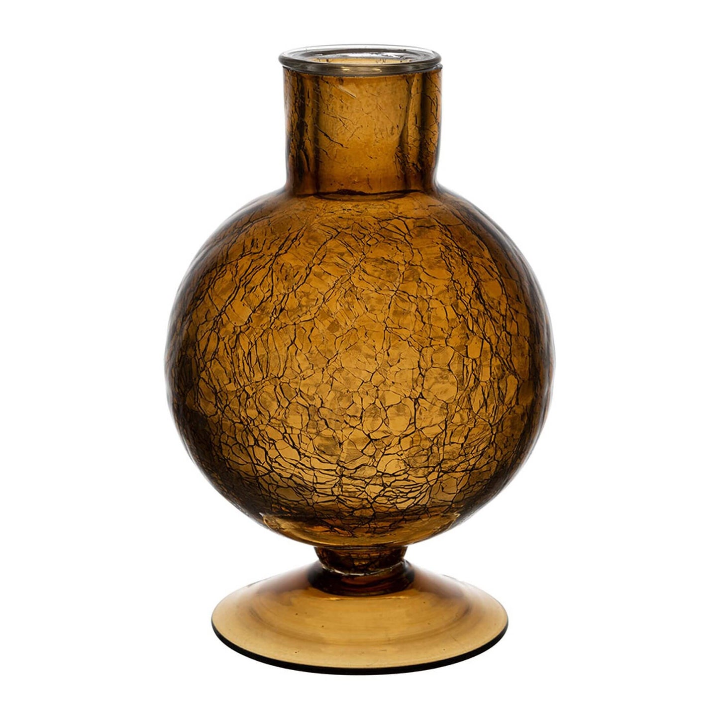 Bougeoir en verre ambre