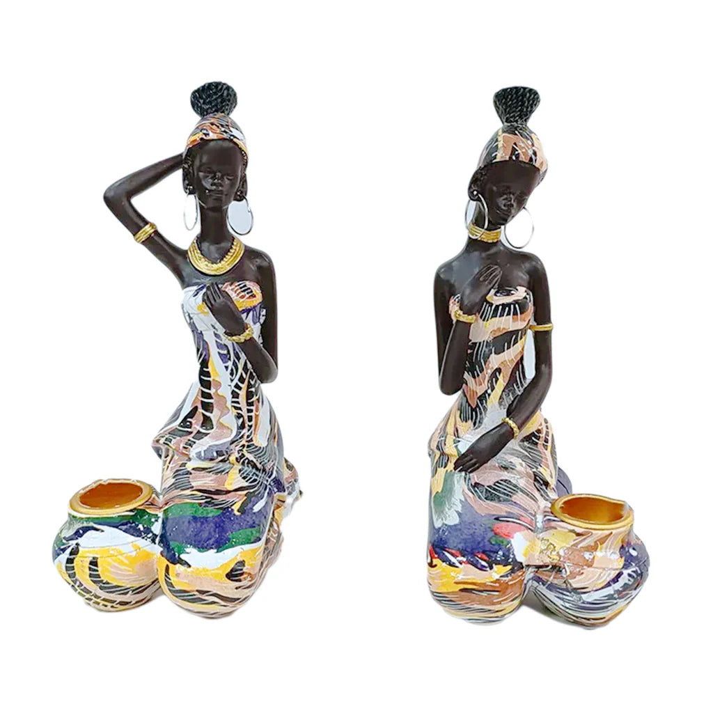 Figurine bougeoir décorative femme africaine