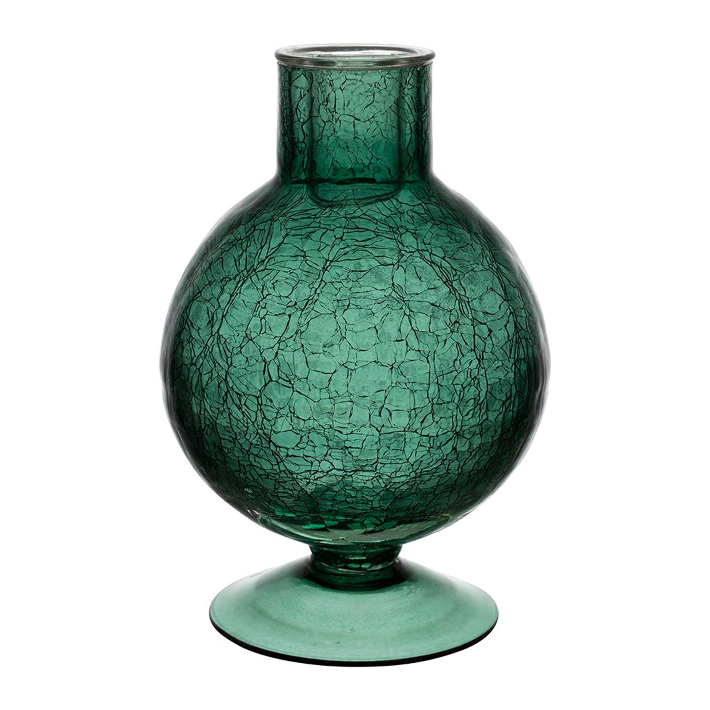 Bougeoir en verre émeraude