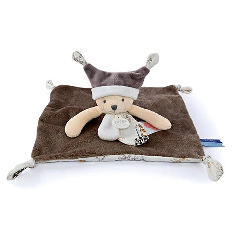 Doudou plat ourson - Bleu