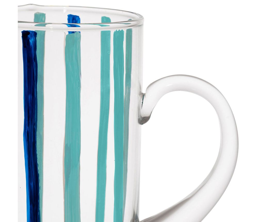 Pichet rayé - Bleu indigo et turquoise