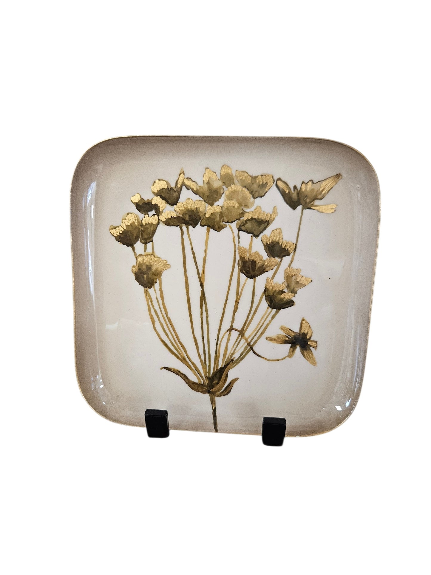 Plateau fleur - kaki doré