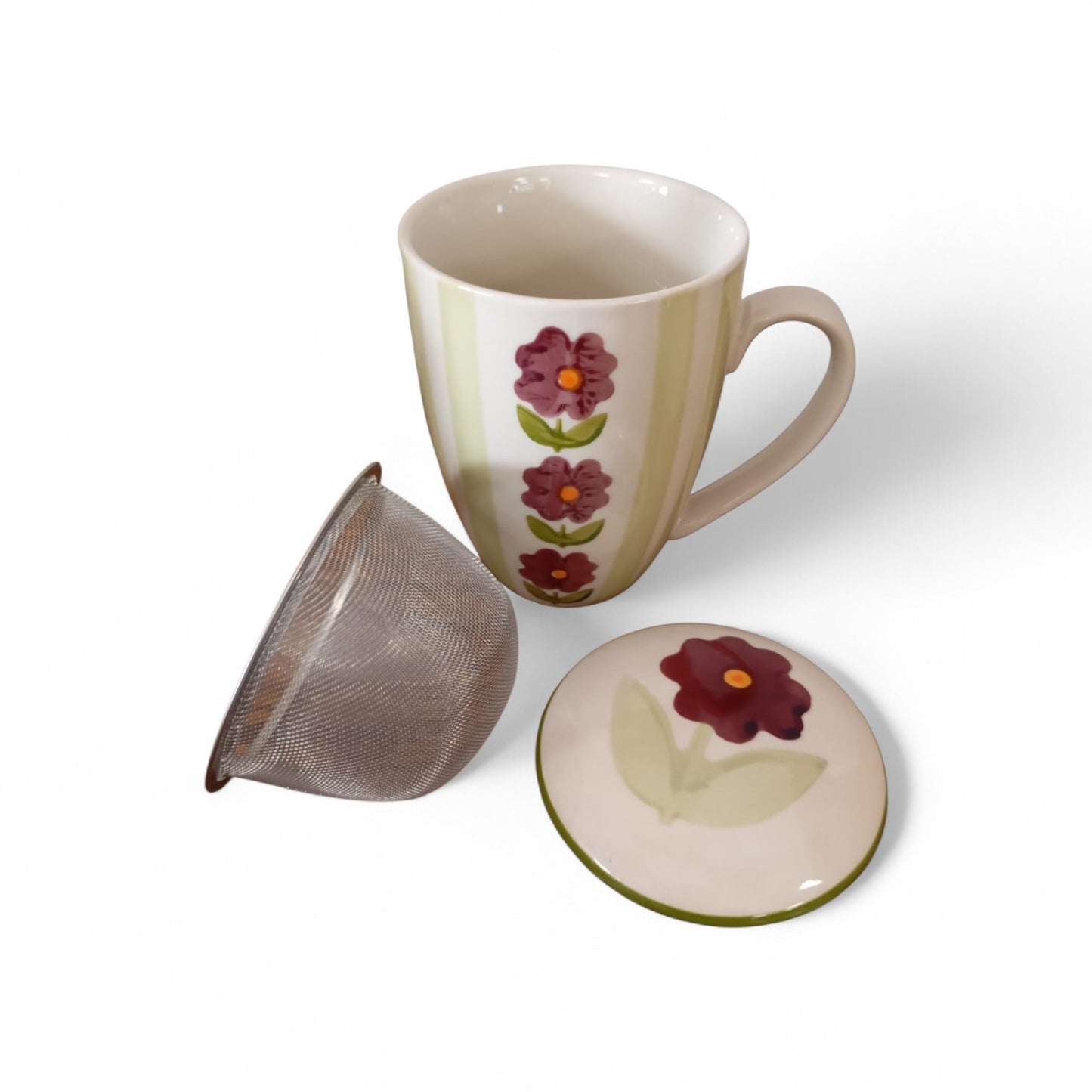 Mug tisanière fleur vintage mauve