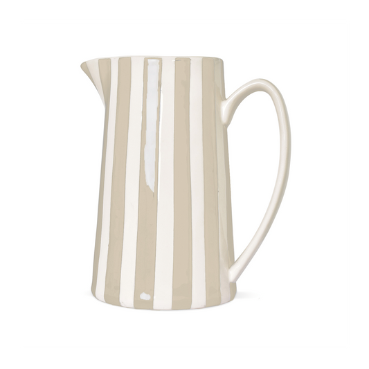 Pichet rayé GM - Sable et blanc