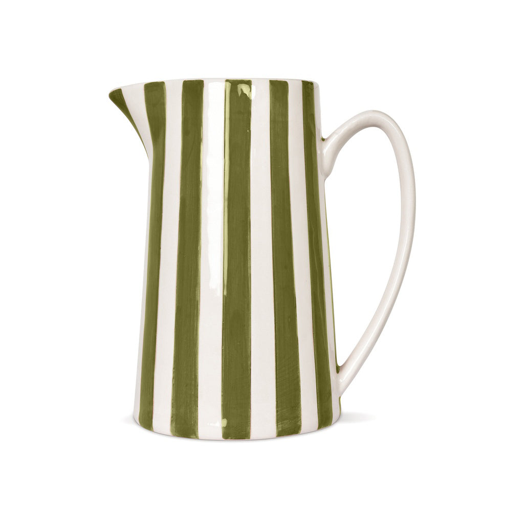Pichet rayé GM -Vert kaki et blanc