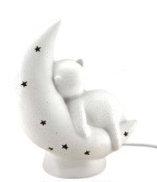 Lampe veilleuse chat sur lune - Blanc