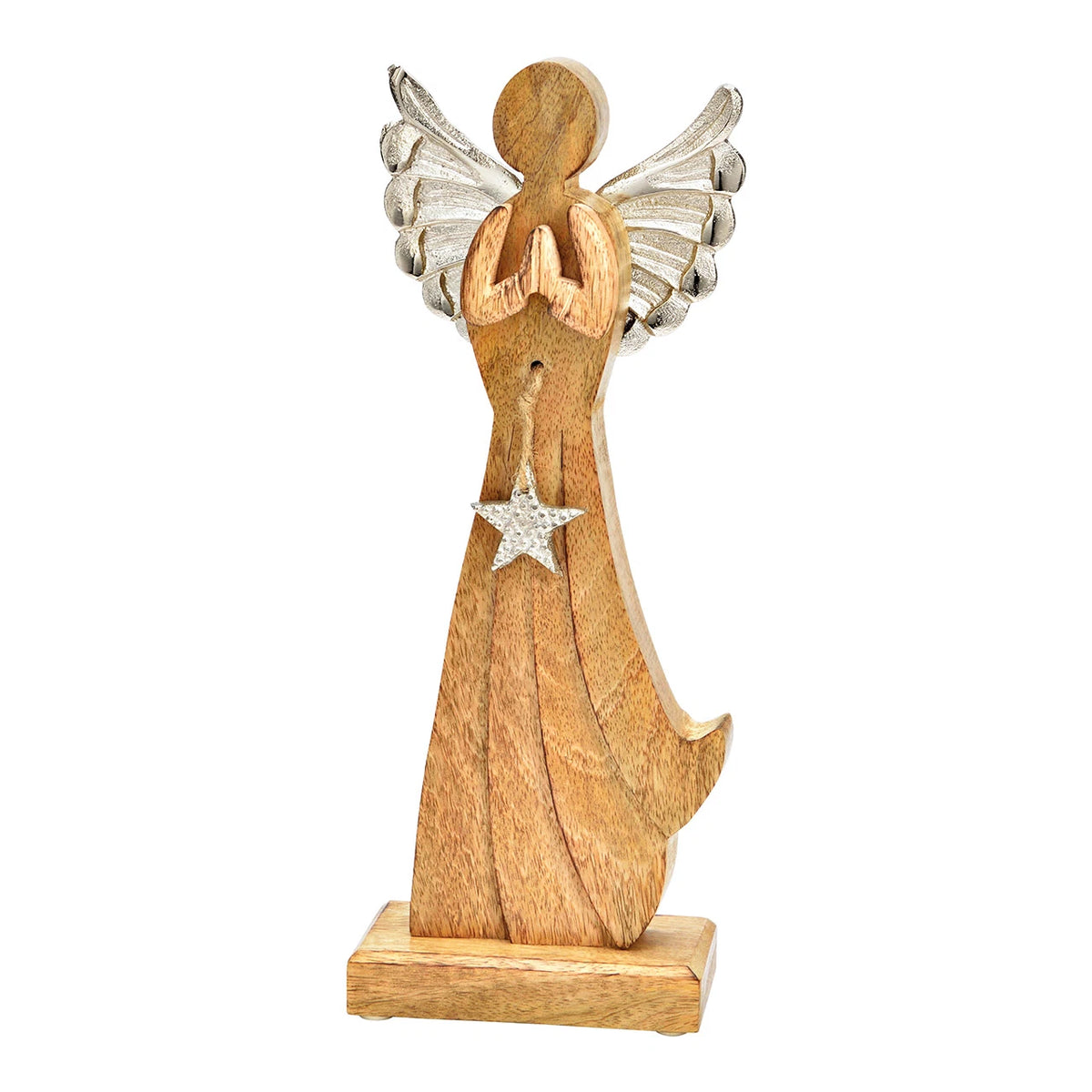 Ange sur socle - Naturel et argent