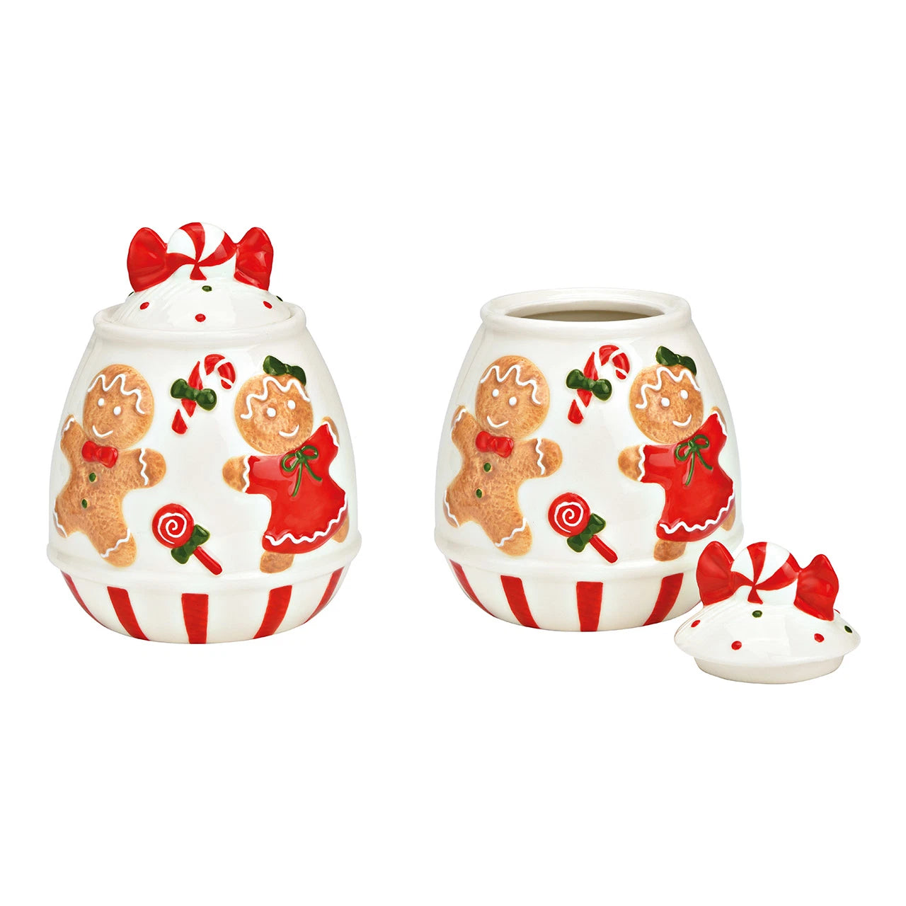 Pot de rangement pain d'épice - Blanc et rouge
