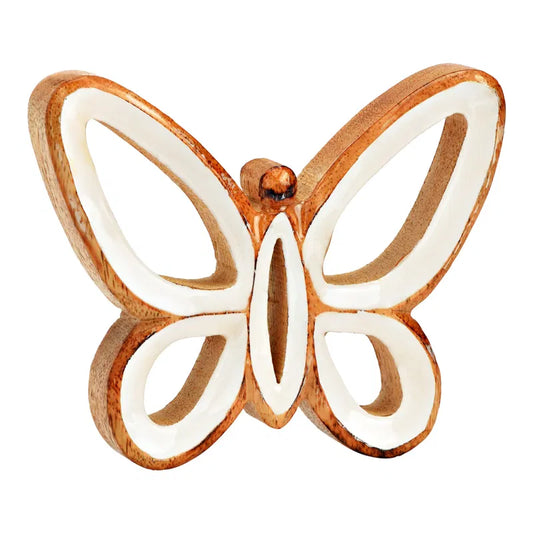 Papillon - Bois et blanc