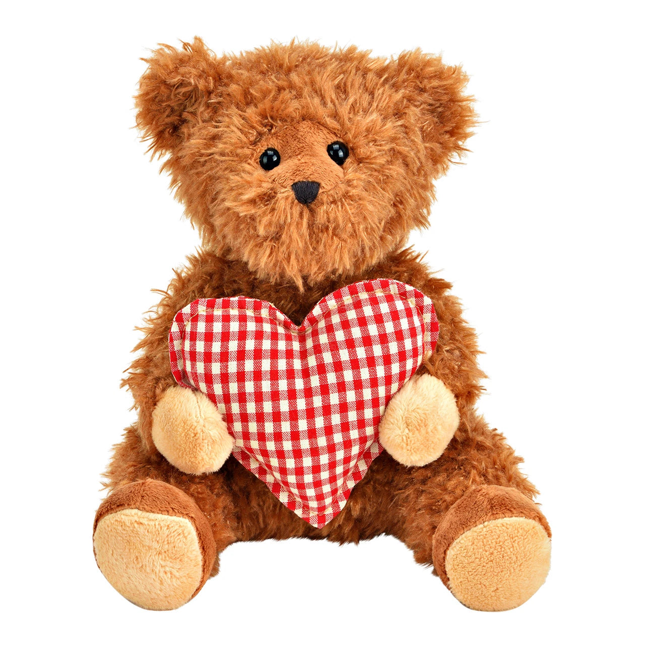 Peluche ourson avec coeur - Marron et rouge