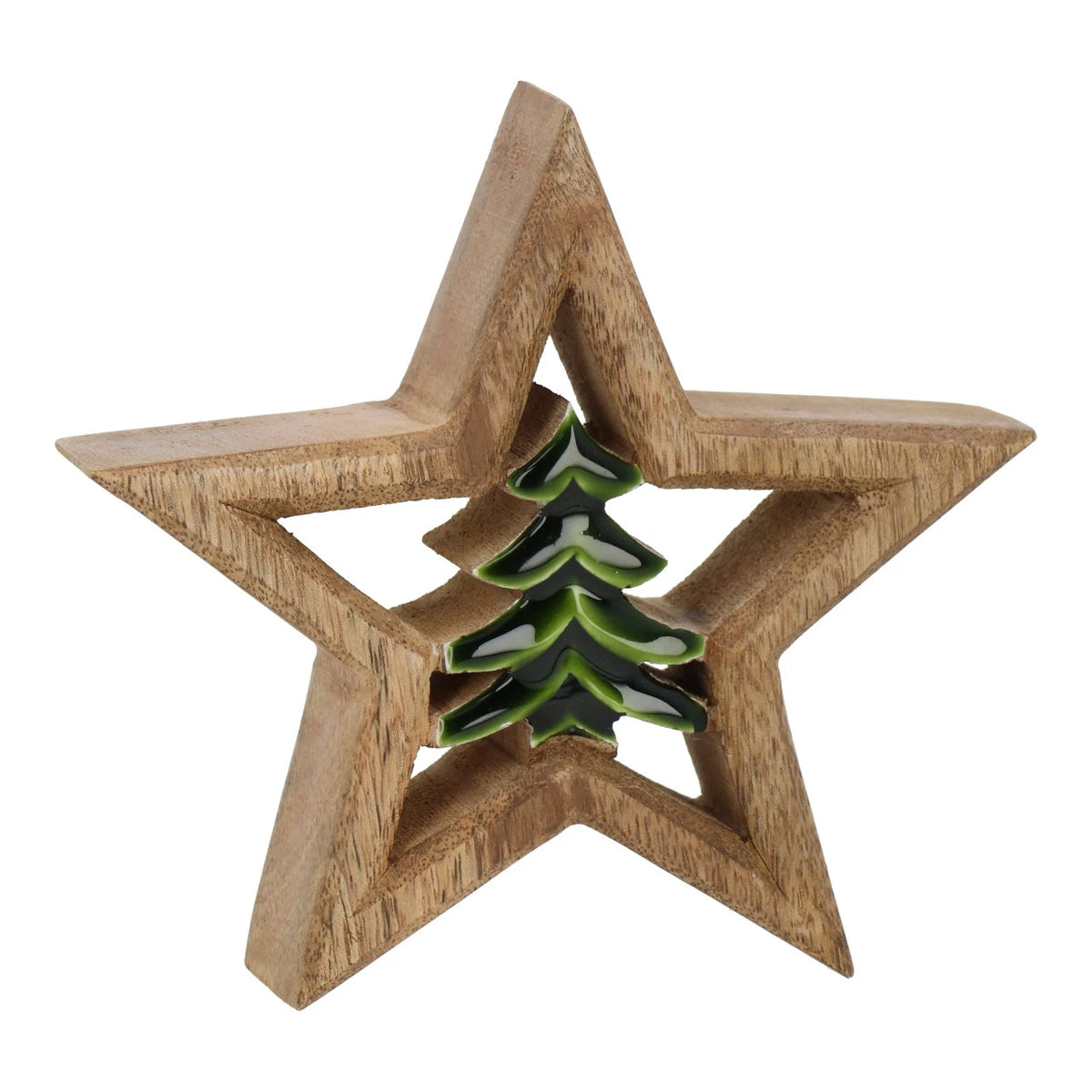 Etoile avec sapin - Naturel et vert