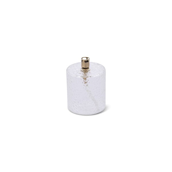 Lampe à huile cylindrique en verre martelé MM - Transparent