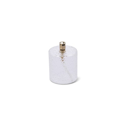 Lampe à huile cylindrique en verre martelé MM - Transparent