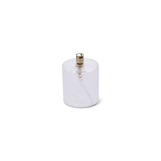 Lampe à huile cylindrique en verre martelé MM - Transparent