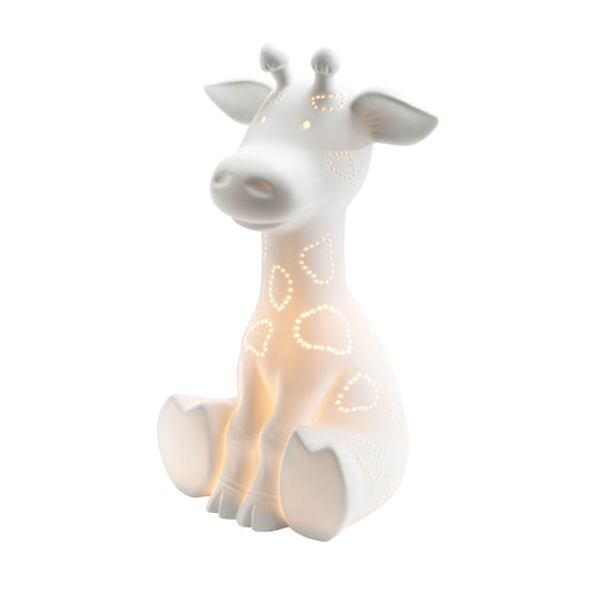 Lampe veilleuse girafe en porcelaine - Blanc