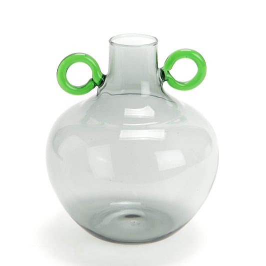 Mini vase rond - gris et vert
