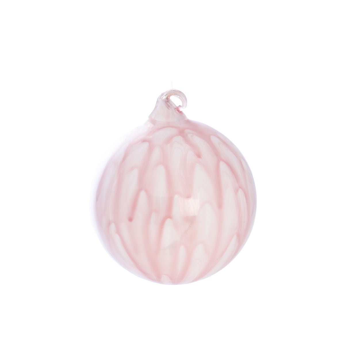Boule de Noël en verre - Rose et blanc