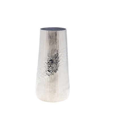 Vase argenté en aluminium martelé