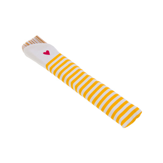 Eventail petit coeur avec pochette de rangement jaune