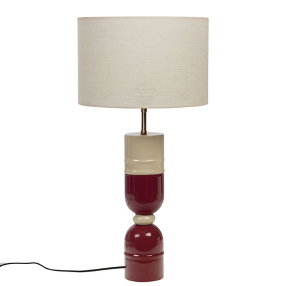 Lampe à poser en métal - Crème et bordeaux