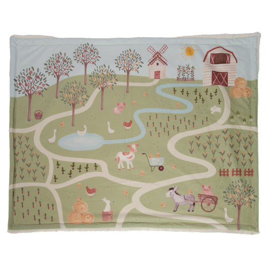 Plaid enfant illustré campagne - Vert multicolore