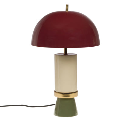 Lampe à poser dôme en métal - Bordeaux, crème et vert