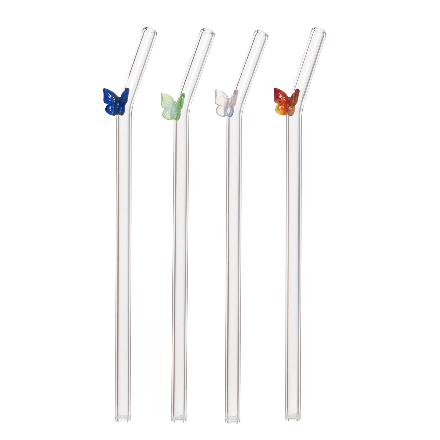 Pailles papillon X4 - Transparent cristal