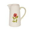 Pichet fleur vintage - Crème et fleur rouge