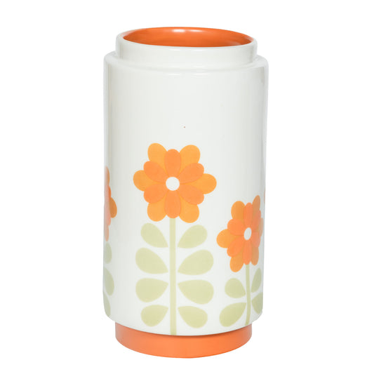 Vase fleur vintage - Crème et orange