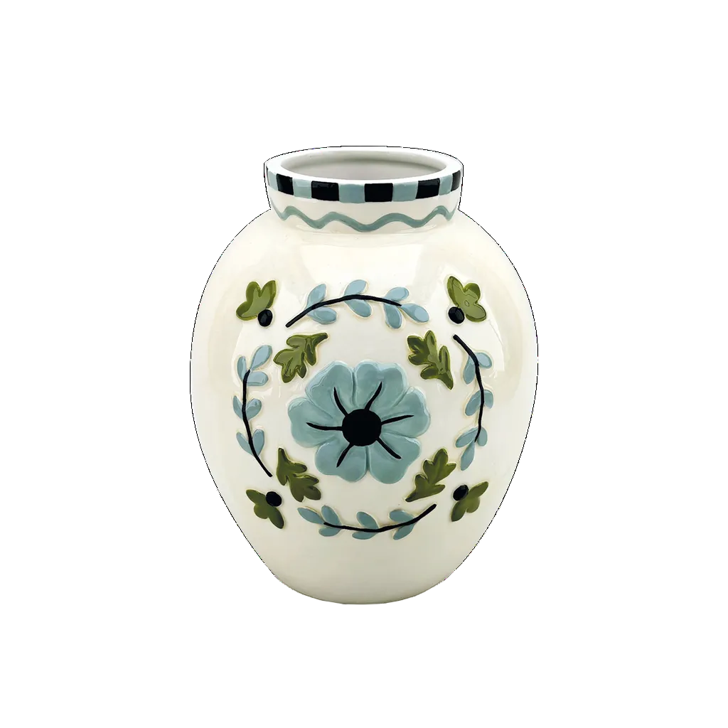 Vase Yoshi - Crème bleu et vert