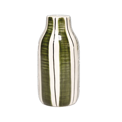 Vase rayé PM - Blanc et kaki