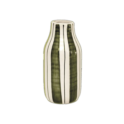 Vase rayé PM - Blanc et kaki