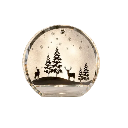 Photophore LED cerfs et sapins - Argenté