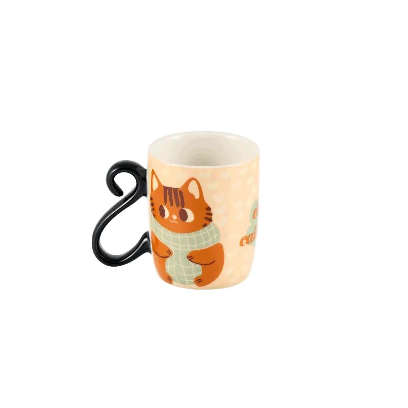 Coffret 2 tasses « Chat caille ici » en porcelaine - Multicolore