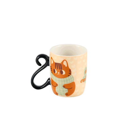 Coffret 2 tasses « Chat caille ici » en porcelaine - Multicolore