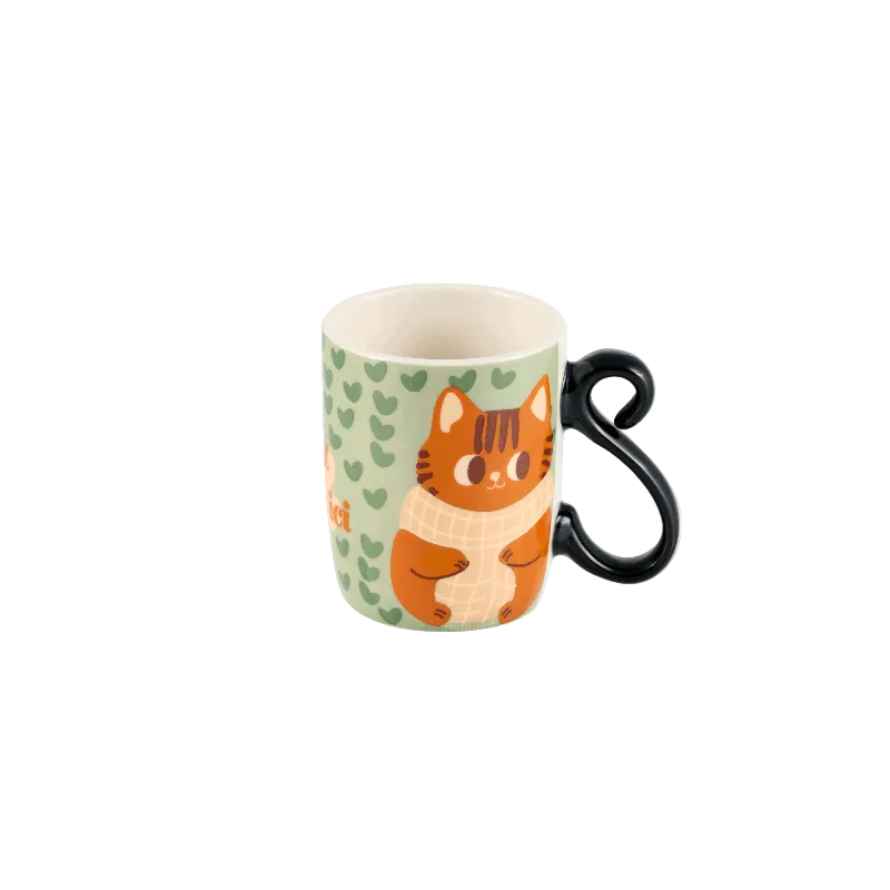 Coffret 2 tasses « Chat caille ici » en porcelaine - Multicolore