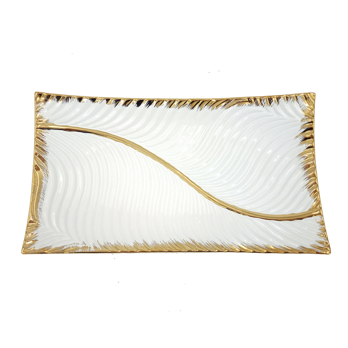 Plateau rectangulaire - Blanc doré