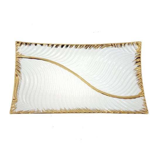 Plateau rectangulaire - Blanc doré