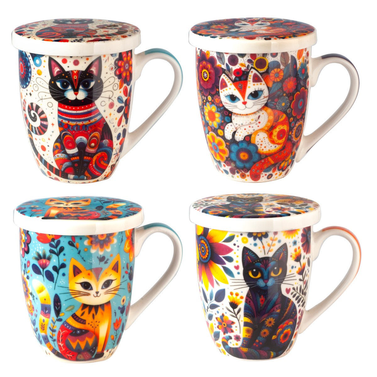 Mug tisanière chat roux - Bleu