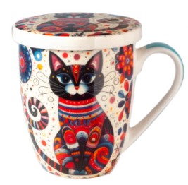 Mug tisanière chat noir - Crème