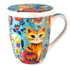 Mug tisanière chat roux - Bleu