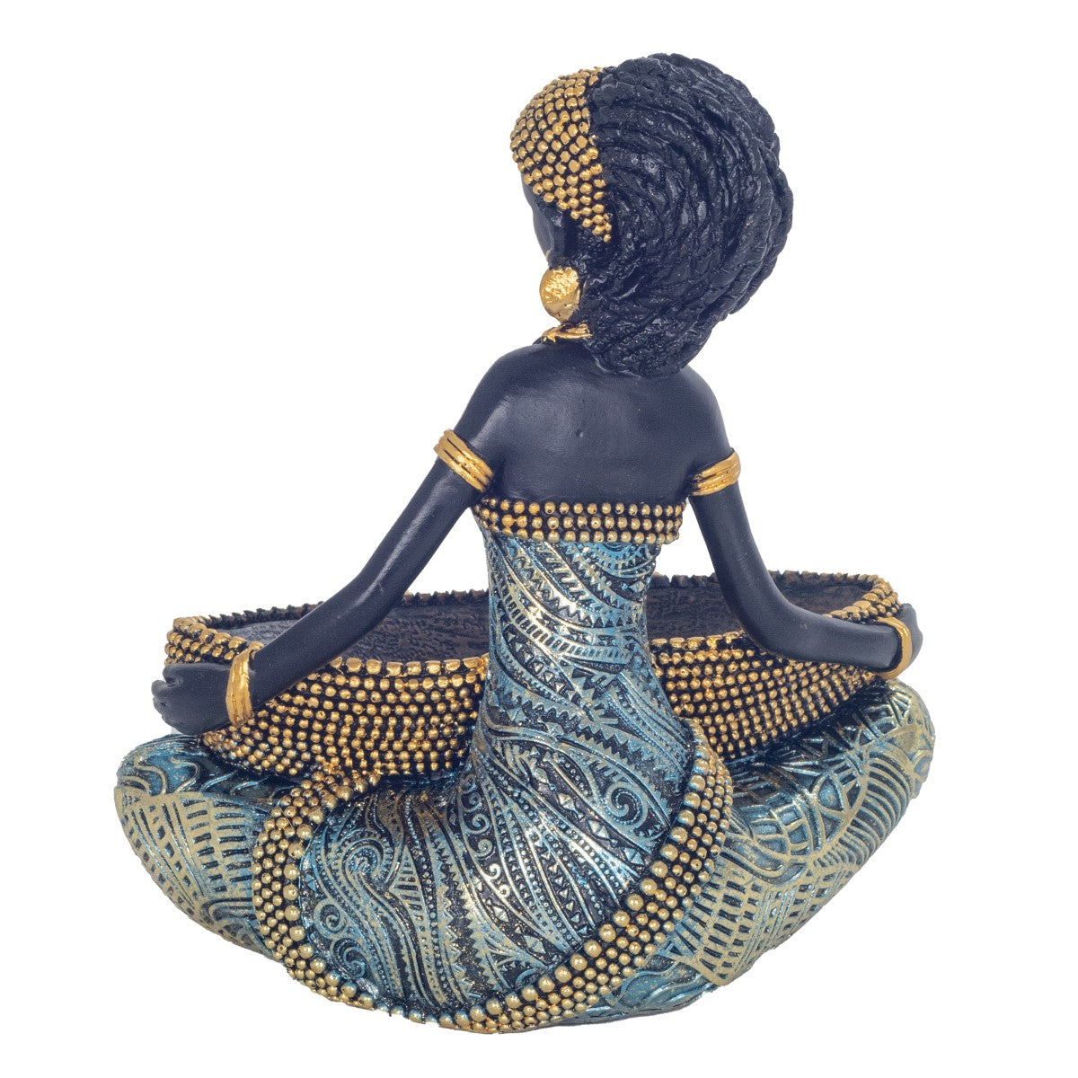 Décoration femme africaine / Vide poche - Doré et Vert