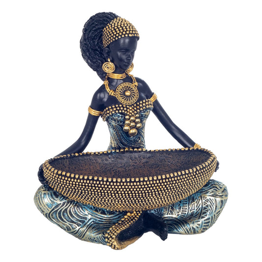Décoration femme africaine / Vide poche - Doré et Vert