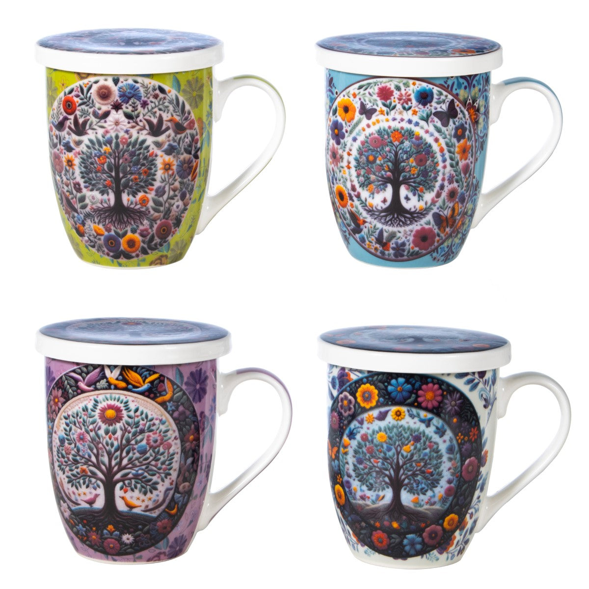 Mug tisanière arbre de vie blanc - Crème