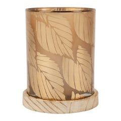 Photophore en verre et bois ambre