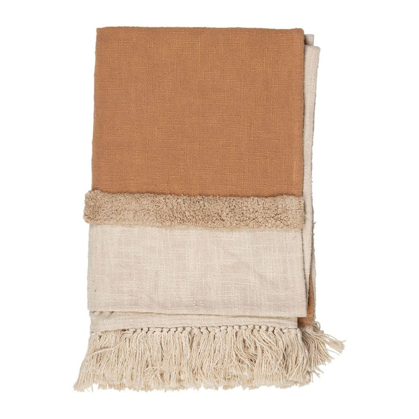 Plaid franges - Ecru et nude