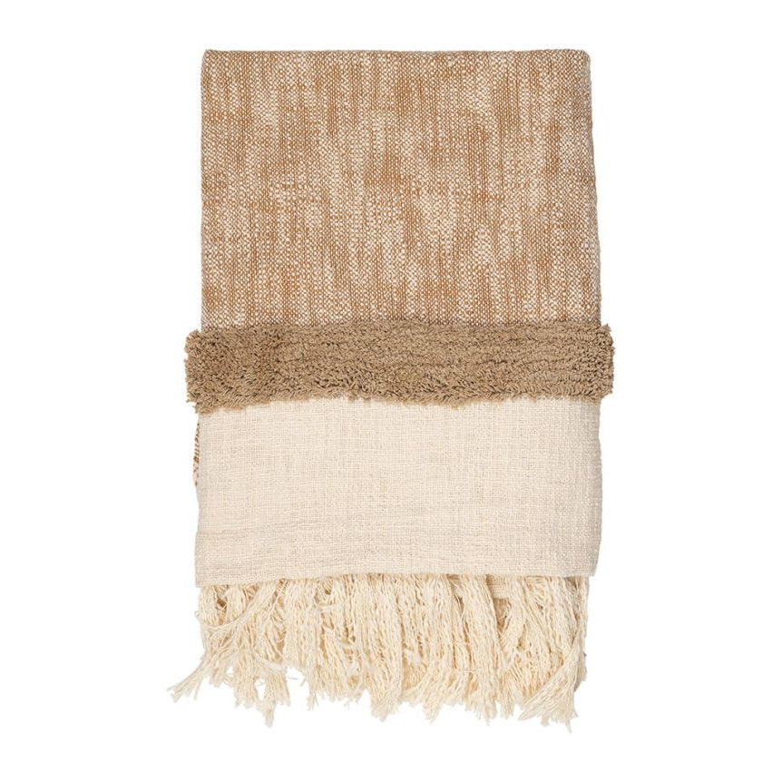 Plaid franges - Ecru et beige