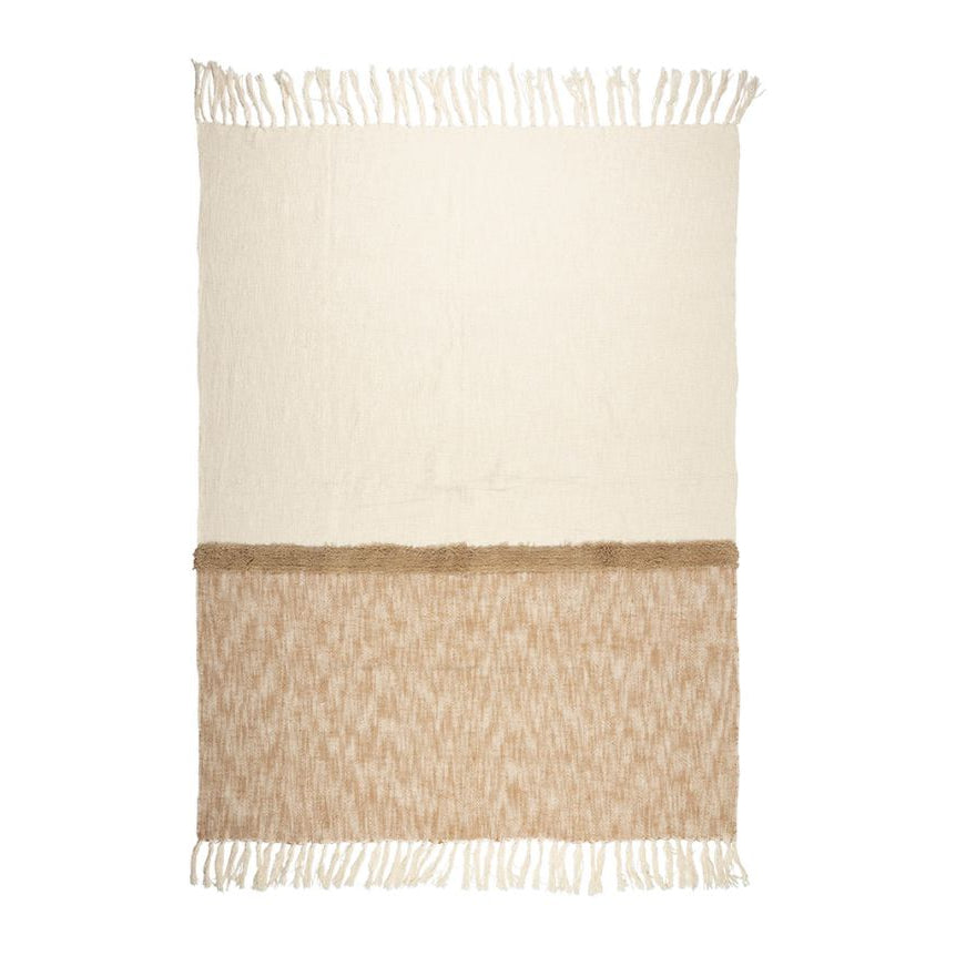 Plaid franges - Ecru et beige